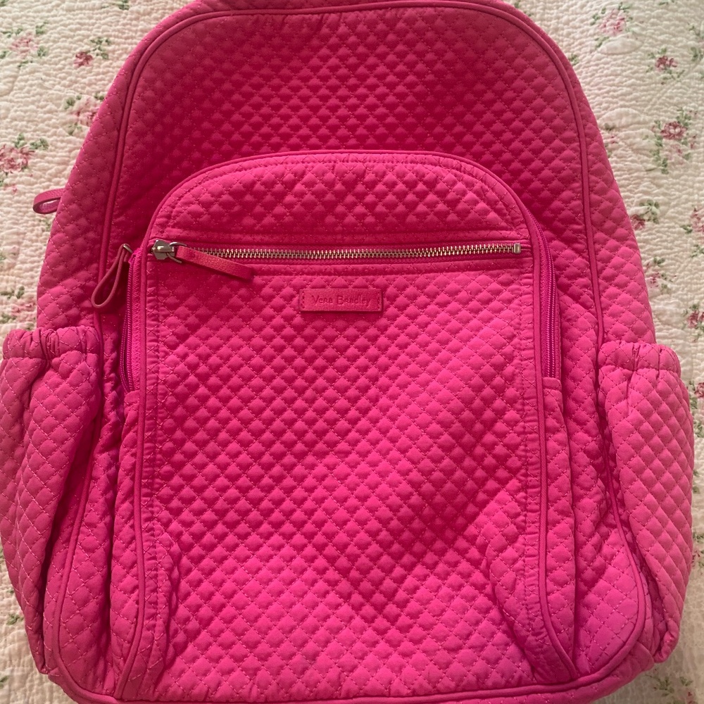 Vera Bradley Bright Pink Campus Backpack in Microfiber